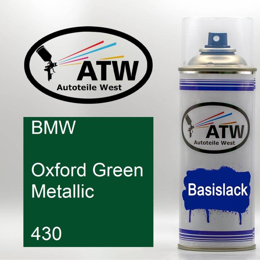 BMW, Oxford Green Metallic, 430: 400ml Sprühdose, von ATW Autoteile West.